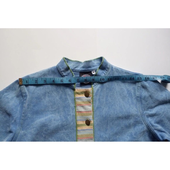 Vintage 90s Produce Company Stone Wash Demin Embroidered Snap Jacket Sz Medium - Picture 4 of 8